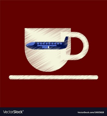 Flat icon in shading style airplane cup of coffee vector image