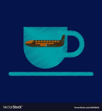 Flat icon in shading style airplane cup of coffee vector image