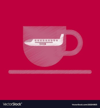 Flat icon in shading style airplane cup of coffee vector image