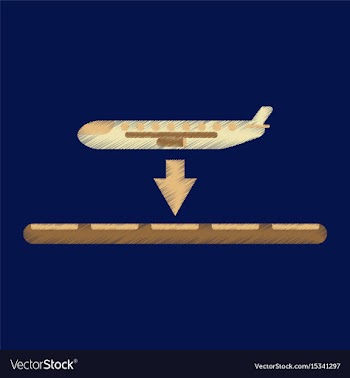 Flat icon in shading style airplane lands airport vector image