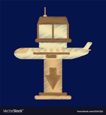 Flat icon in shading style airplane lands airport vector image