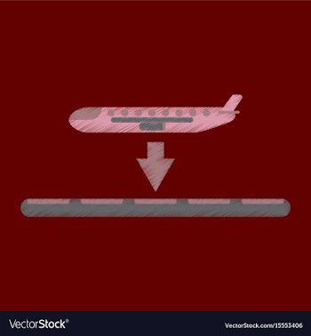 Flat icon in shading style airplane lands airport vector image