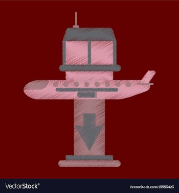 Flat icon in shading style airplane lands airport vector image