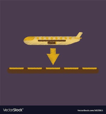 Flat icon in shading style airplane lands airport vector image