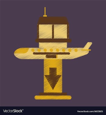 Flat icon in shading style airplane lands airport vector image