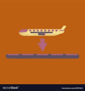 Flat icon in shading style airplane lands airport vector image