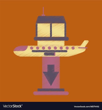 Flat icon in shading style airplane lands airport vector image