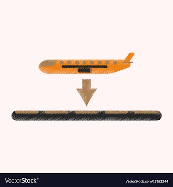 Flat icon in shading style airplane lands airport vector image