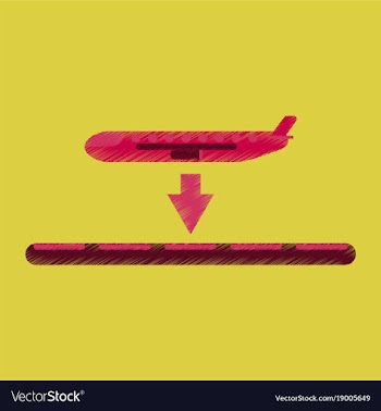 Flat icon in shading style airplane lands airport vector image