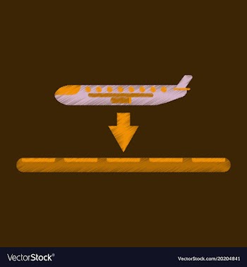Flat icon in shading style airplane lands airport vector image
