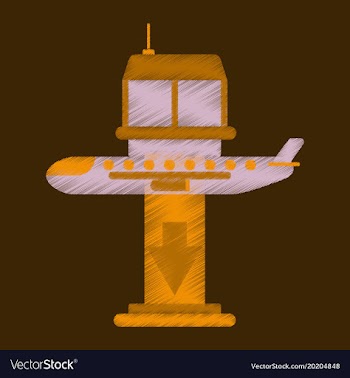 Flat icon in shading style airplane lands airport vector image