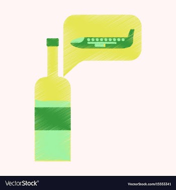 Flat icon in shading style airplane wine vector image