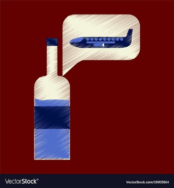 Flat icon in shading style airplane wine vector image