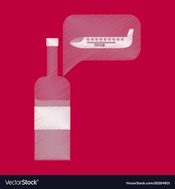 Flat icon in shading style airplane wine vector image