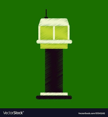 Flat icon in shading style airport control tower vector image
