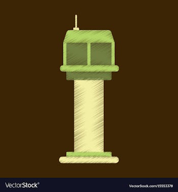 Flat icon in shading style airport control tower vector image