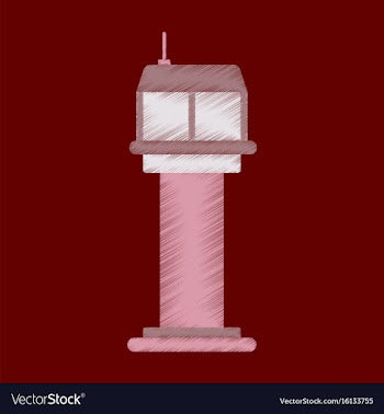 Flat icon in shading style airport control tower vector image