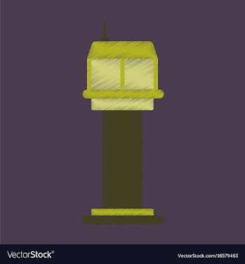 Flat icon in shading style airport control tower vector image