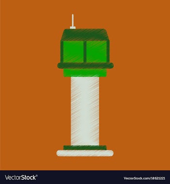 Flat icon in shading style airport control tower vector image