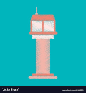 Flat icon in shading style airport control tower vector image
