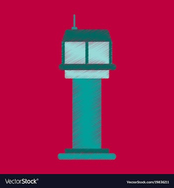 Flat icon in shading style airport control tower vector image