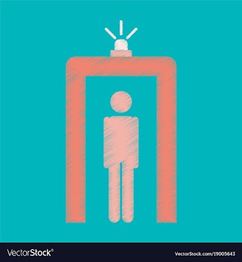 Flat icon in shading style airport people scanner vector image