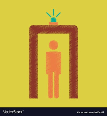 Flat icon in shading style airport people scanner vector image