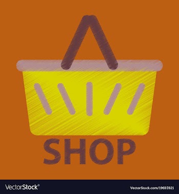 Flat icon in shading style basket shop vector image