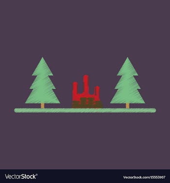 Flat icon in shading style bonfire in forest vector image