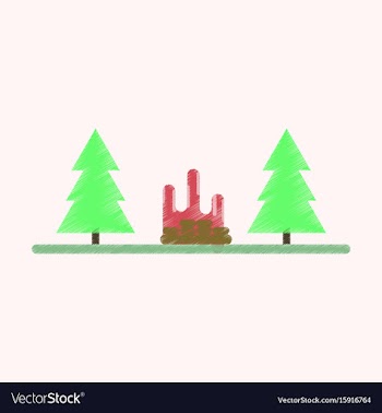 Flat icon in shading style bonfire in forest vector image