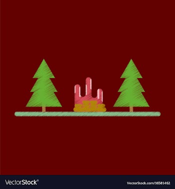Flat icon in shading style bonfire in forest vector image