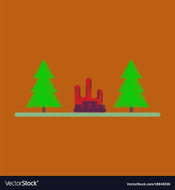 Flat icon in shading style bonfire in forest vector image