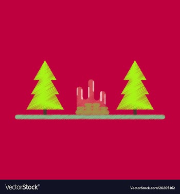 Flat icon in shading style bonfire in forest vector image