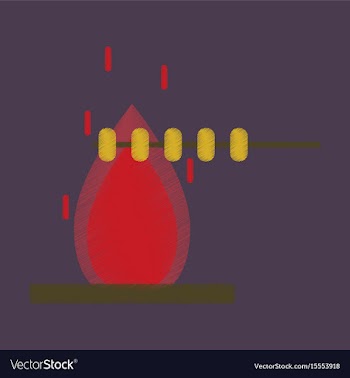 Flat icon in shading style bonfire marshmallows vector image
