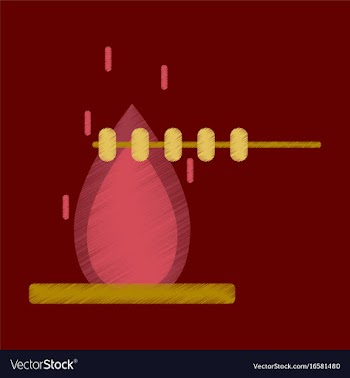 Flat icon in shading style bonfire marshmallows vector image