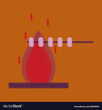 Flat icon in shading style bonfire marshmallows vector image