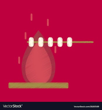 Flat icon in shading style bonfire marshmallows vector image