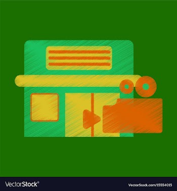 Flat icon in shading style building cinema camera vector image