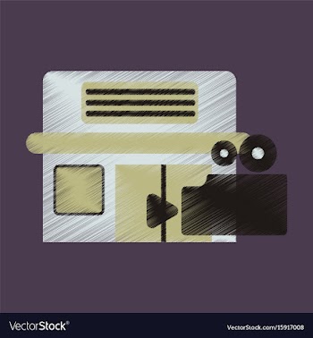 Flat icon in shading style building cinema camera vector image