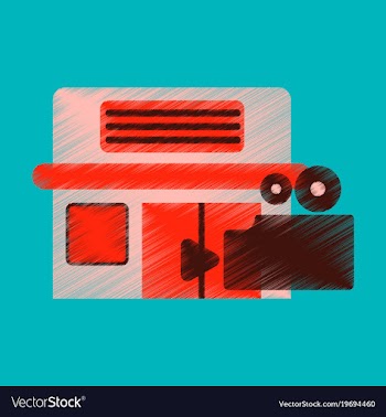 Flat icon in shading style building cinema camera vector image
