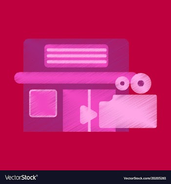 Flat icon in shading style building cinema camera vector image