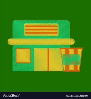 Flat icon in shading style building cinema popcorn vector image