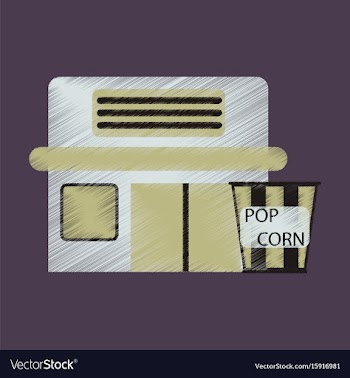 Flat icon in shading style building cinema popcorn vector image
