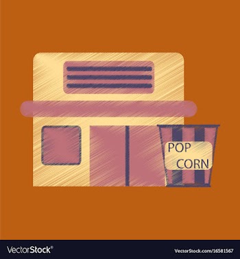 Flat icon in shading style building cinema popcorn vector image