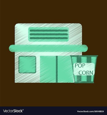 Flat icon in shading style building cinema popcorn vector image
