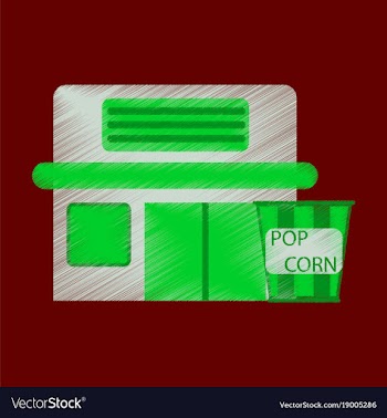 Flat icon in shading style building cinema popcorn vector image