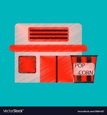 Flat icon in shading style building cinema popcorn vector image