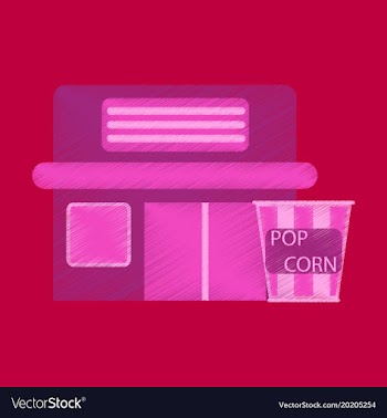 Flat icon in shading style building cinema popcorn vector image