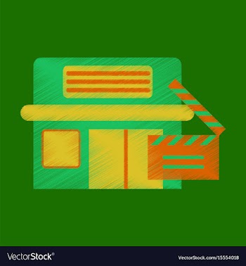 Flat icon in shading style building cinema vector image