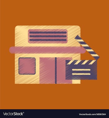 Flat icon in shading style building cinema vector image